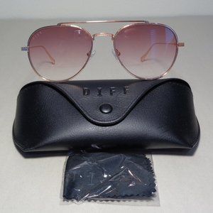 DIFF Eyewear NOA Rose Gold Wine New Men's Aviator Sunglasses